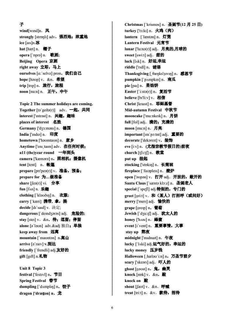 初中英语重点单词表（初中英语重点单词及音标）