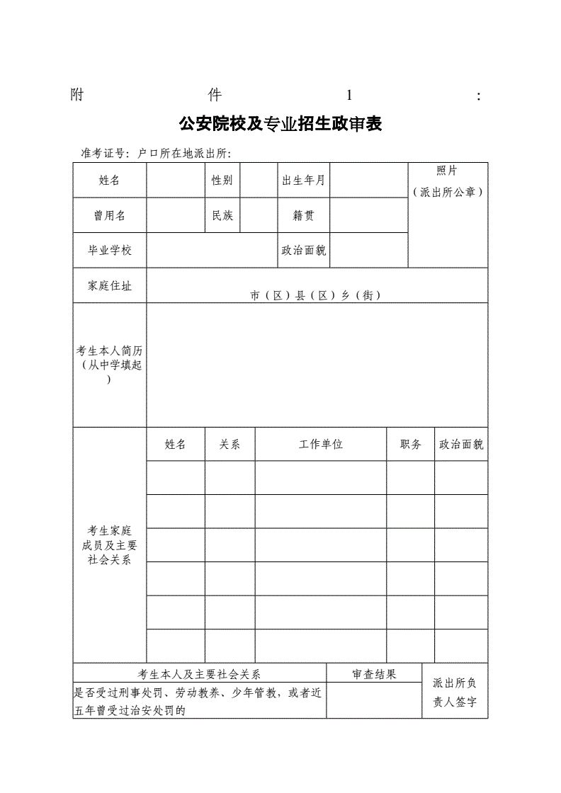 政审表去哪里建（政审模版）