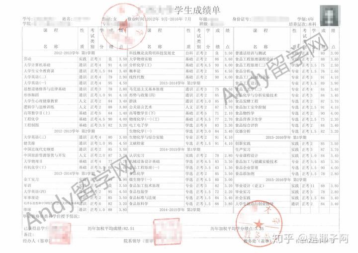 大学阶段成绩（大学阶段成绩单加盖教务部门或档案管理部门公章）