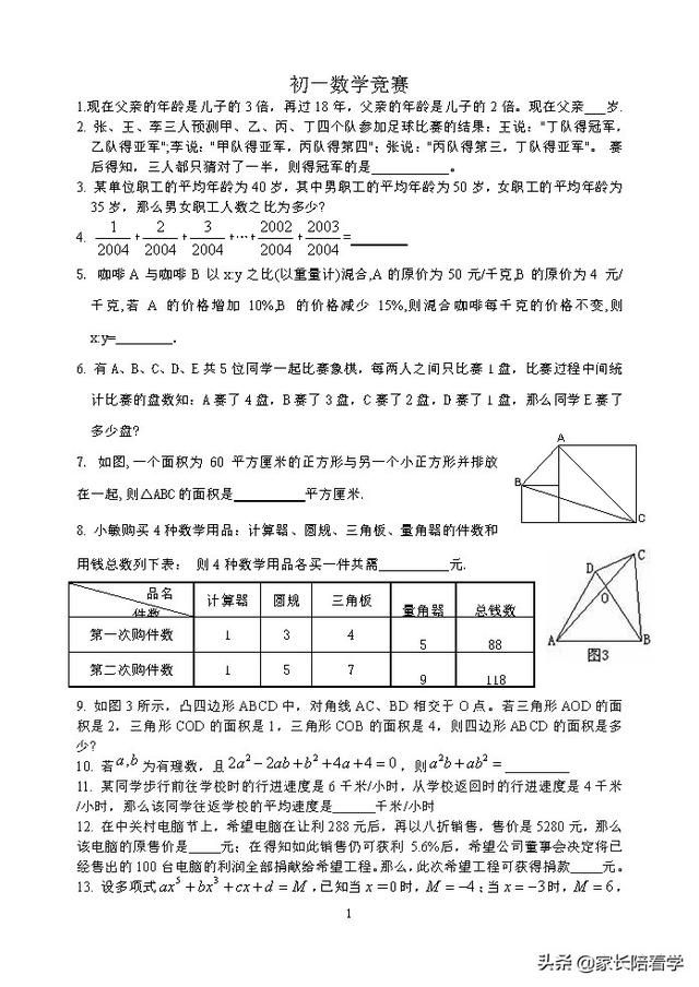 上海初中数学竞赛题（上海市初中数学竞赛试题汇编）