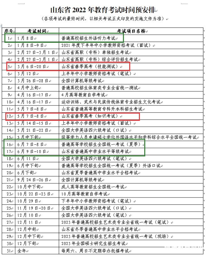 高考具体的时间安排表（高考时间具体时间表）